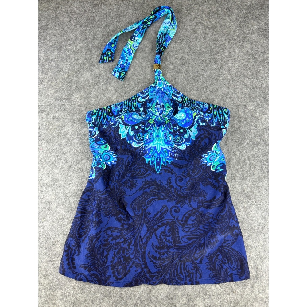 Ralph Lauren Swimwear Tankini Top Blue Turquoise Paisley Size 4‎ NWT
